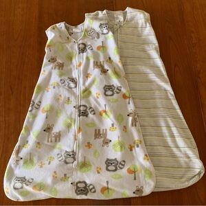 (2) 1-M, 1-L Bundle Fleece Halo Sleepsacks Medium Large 6-12M and 12-18M